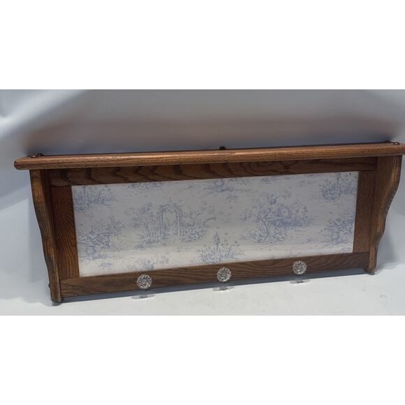 Oak Wooden Shelf Coat Hanger Country Style With Summer Garden Wall Paper Back - Picture 13 of 13